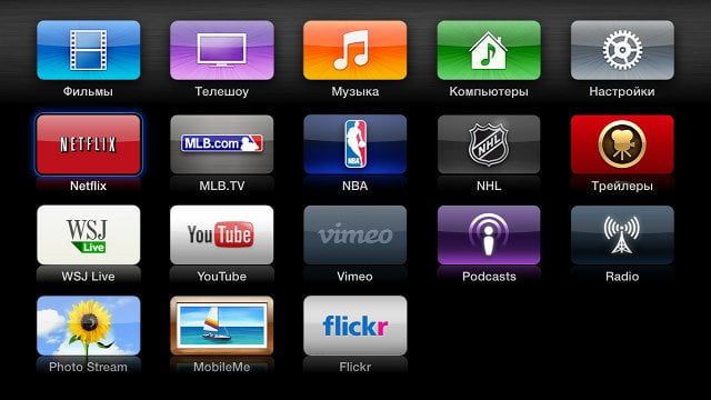 Интерфейс Apple TV
