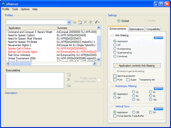 Рабочее окно nHancer