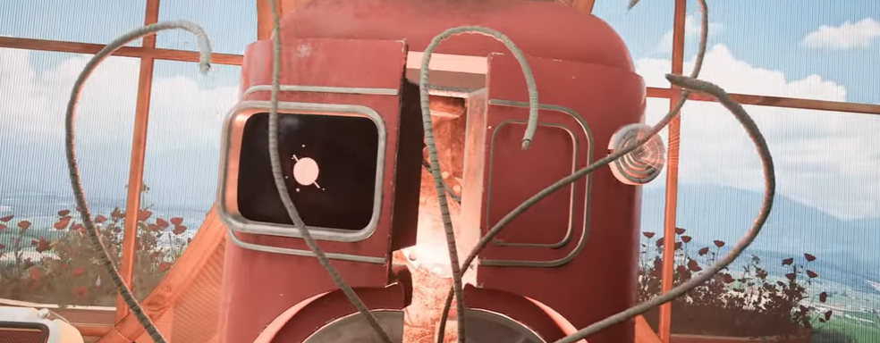 Похотливая Элеонора из Atomic Heart в образе девушки. Холодильник глазами нейросети Midjourney⁠⁠