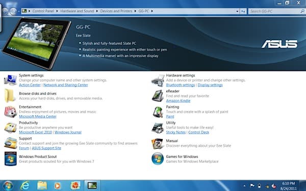 Утилита ASUS на ASUS Eee Slate