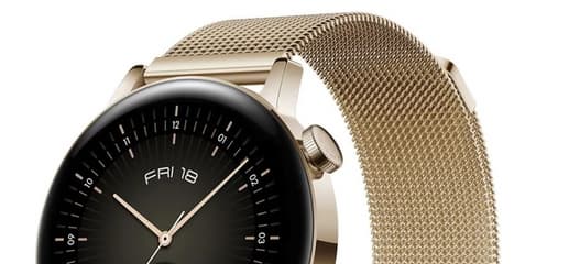 Представлены смарт-часы Huawei Watch GT 3 с золотистым ремешком