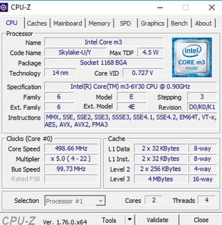 Информация о процессоре Intel Core m3-6Y30