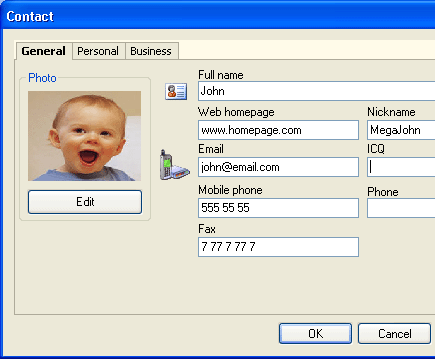Так в программе представлены контакты