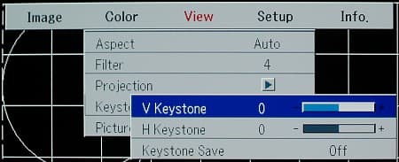 menu, keystone correction