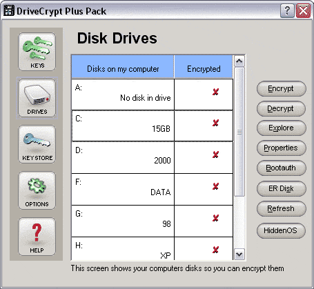 Список дисков и разделов