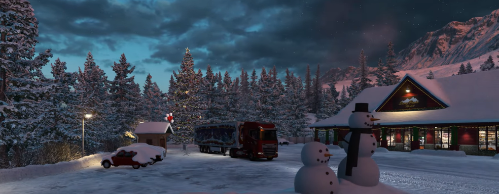 В Euro Truck Simulator 2 и ATS приходит зима со снегом и обновлённой графикой. Представлен ивент Return to Winterland с подарками