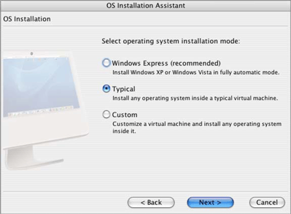 Выбор типа установки гостевой системы в Parallels Desktop