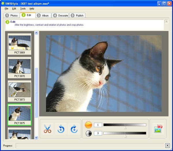 Корректировка изображений в SWiSH Pix