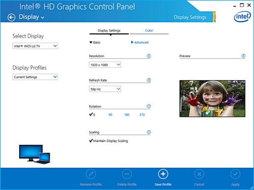 Настройка Intel WiDi