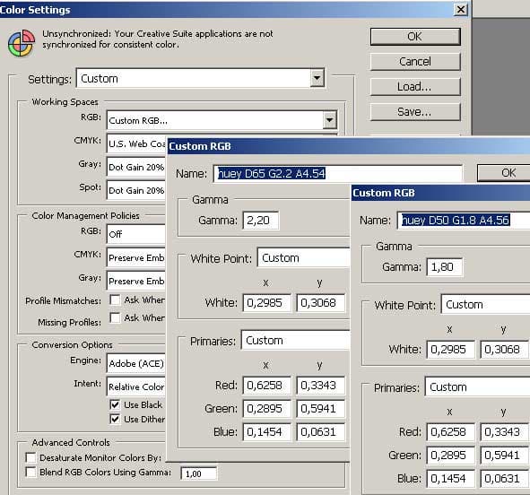 Описание профиля в Photoshop