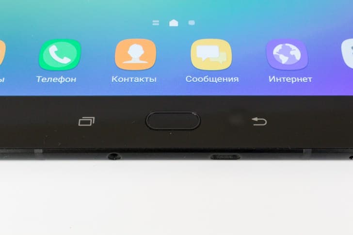 Samsung Galaxy Tab S3. Вид на кнопки около экрана