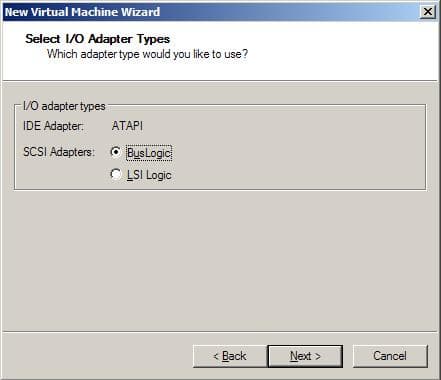 Выбор SCSI-адаптера для виртуальной машины