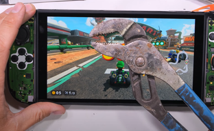 Switch 2 screen durability tested with a pipe wrench