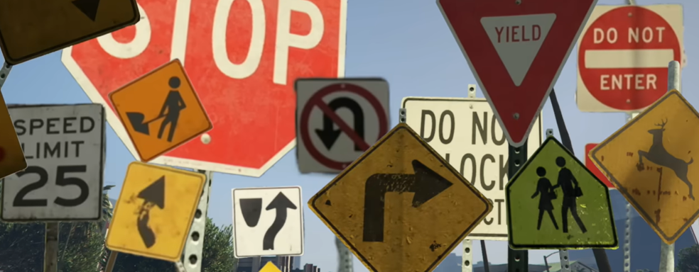 GTA 5 нарушает законы Калифорнии — исследователь указал на системную проблему дорожных знаков