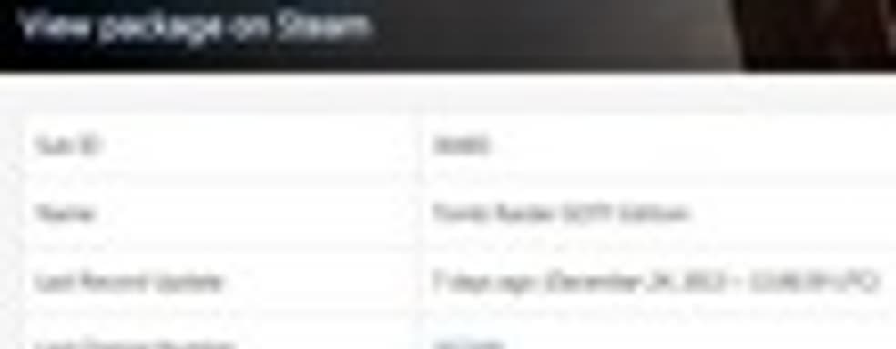 Tomb Raider GOTY в реестре Steam 