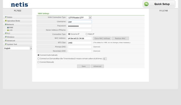 Настройка Netis PL7622 Настройка Netis PL7622
