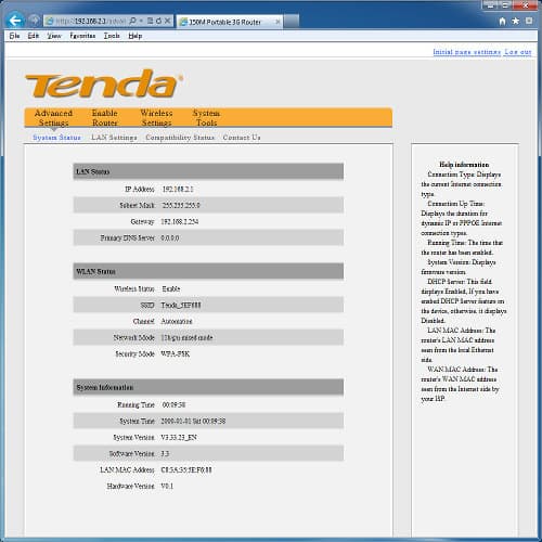 Настройка роутера Tenda 3G150B Настройка роутера Tenda 3G150B