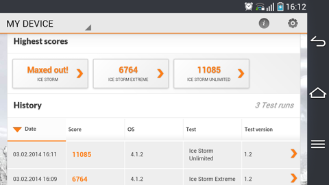 Обзор Pantech Vega Iron. Скриншоты. 3DMark, Ice Storm