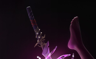 Raiden Shogun figure from Genshin Impact presented, skillfully demonstrating sword handling skills