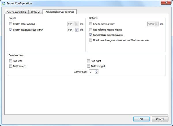Synergy не блещет обилием настроек