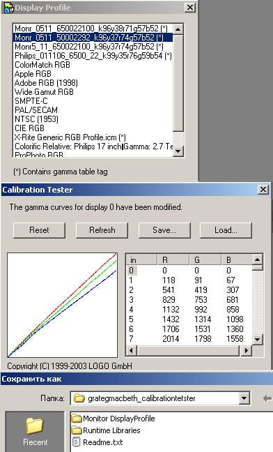 DisplayProfile и Monitor CalibrationTester