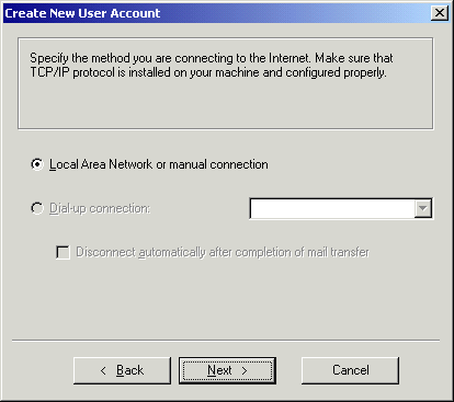 Выбор метода подключения к интернету
