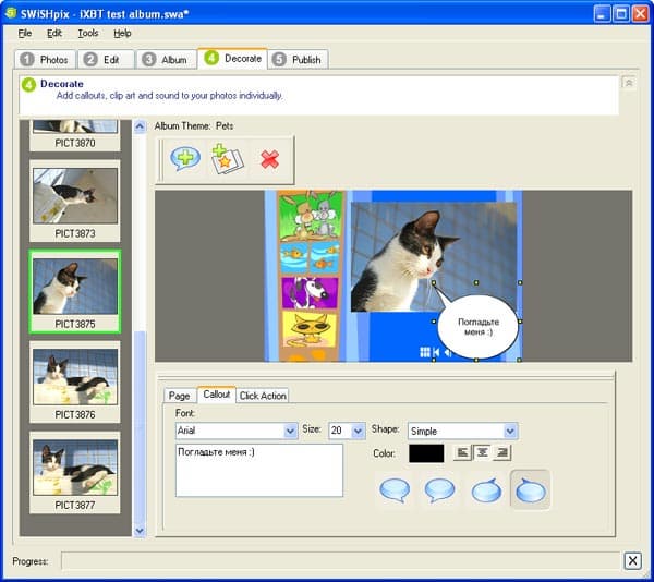 Декорирование слайдов в проекте SWiSH Pix
