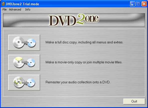 Рабочее окно DVD2one