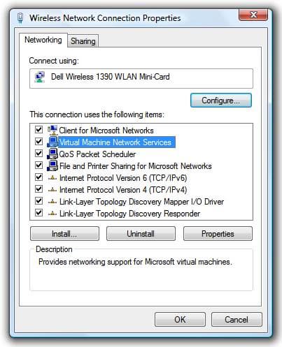 Активация Virtual Machine Network Services