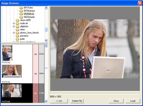 Окно выбора изображений для открытия в Photobrush