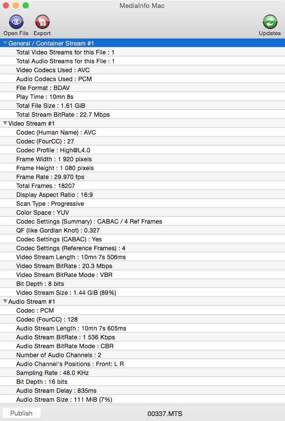 Скриншот программы Mediainfo