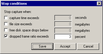 VirtualDub - окно Stop conditions