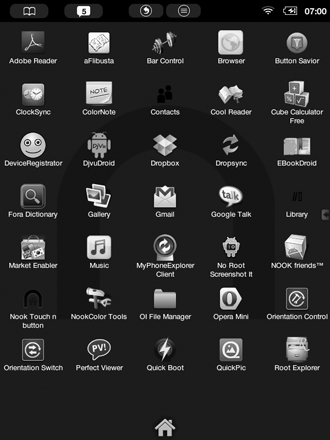 скриншот экрана Nook Touch