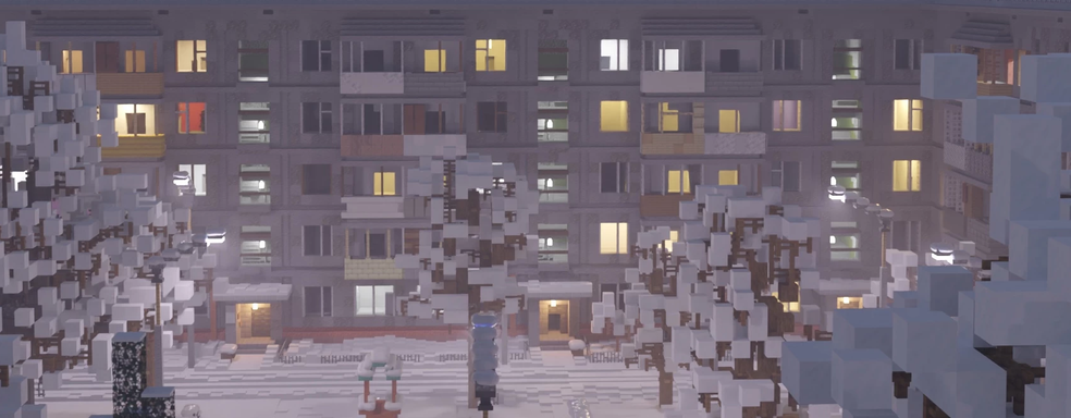 В Minecraft воссоздали типичный российский дворик с панельками и гаражами