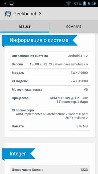 Caesar A9600 Geekbench 2