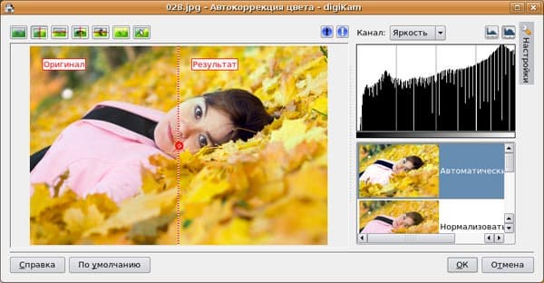 Автоматическая коррекция цвета в редакторе изображений DigiKam