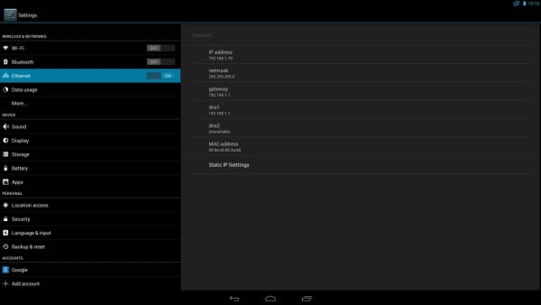 Проводной интернет на планшете Voyo A15