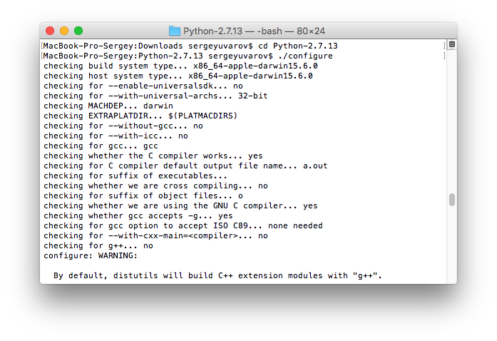 Скриншот командной строки Terminal