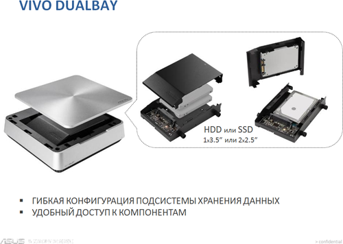 Компактный мультимедийный ПК, отсек DualBay