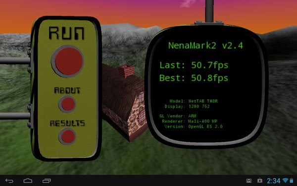 Результаты теста NenaMark2 на планшете iconBIT NetTAB Thor