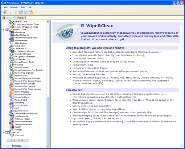 Рабочее окно R-Wipe and Clean