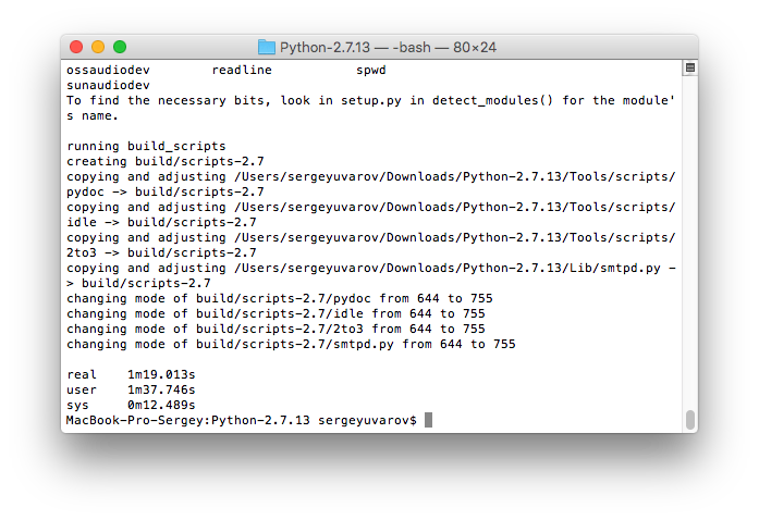 Скриншот командной строки Terminal