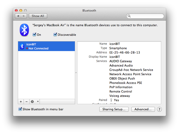Профили Bluetooth