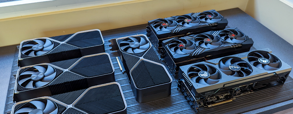 Семь видеокарт GeForce RTX 4090 объединили в один ПК. Фото сборки, результаты тестов и энергопотребление