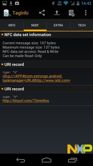 Чтение меток в NXP Semiconductors TagInfo