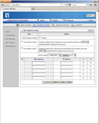 Настройка Level One WBR-6801 Настройка Level One WBR-6801
