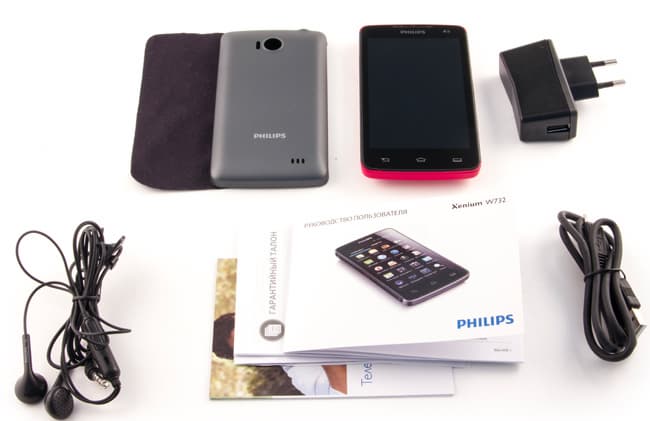 Аксессуары коммуникатора Обзор Philips W732. Аксессуары коммуникатора