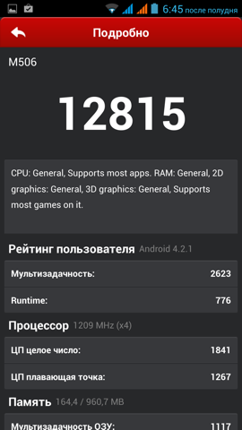Обзор iRu M506. Скриншоты. AnTuTu 4 X