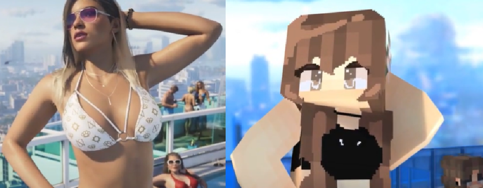 Трейлер GTA 6 пересняли в Minecraft и сравнили с оригинальным видением Rockstar Games