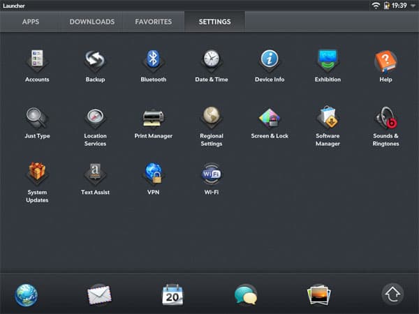 Настройки на планшете HP TouchPad